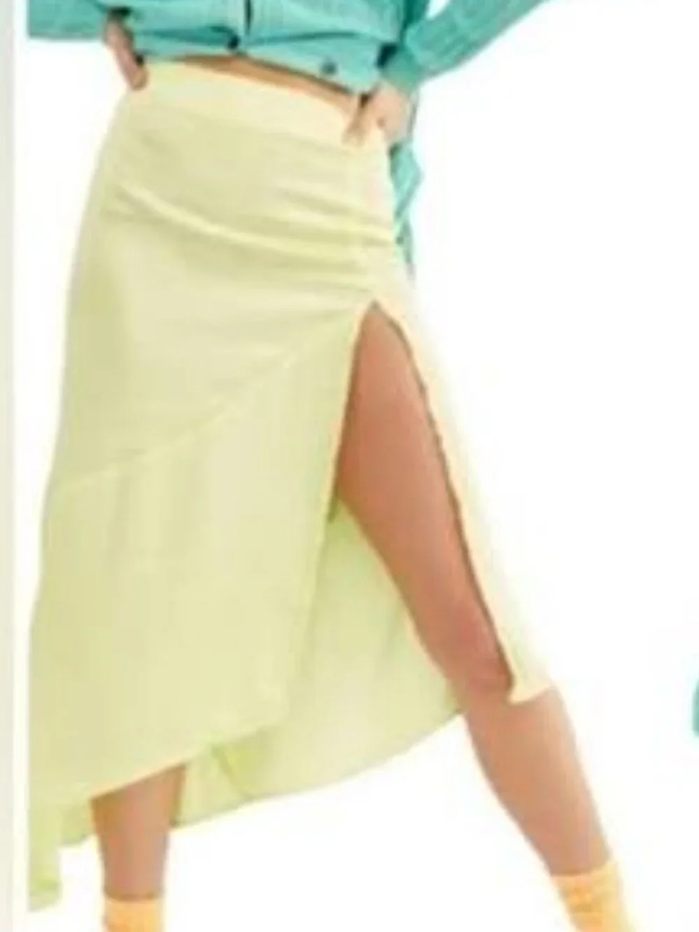 FREE PEOPLE Asymmetrical Lola Midi Skirt - Lemon Electric ** Size 6